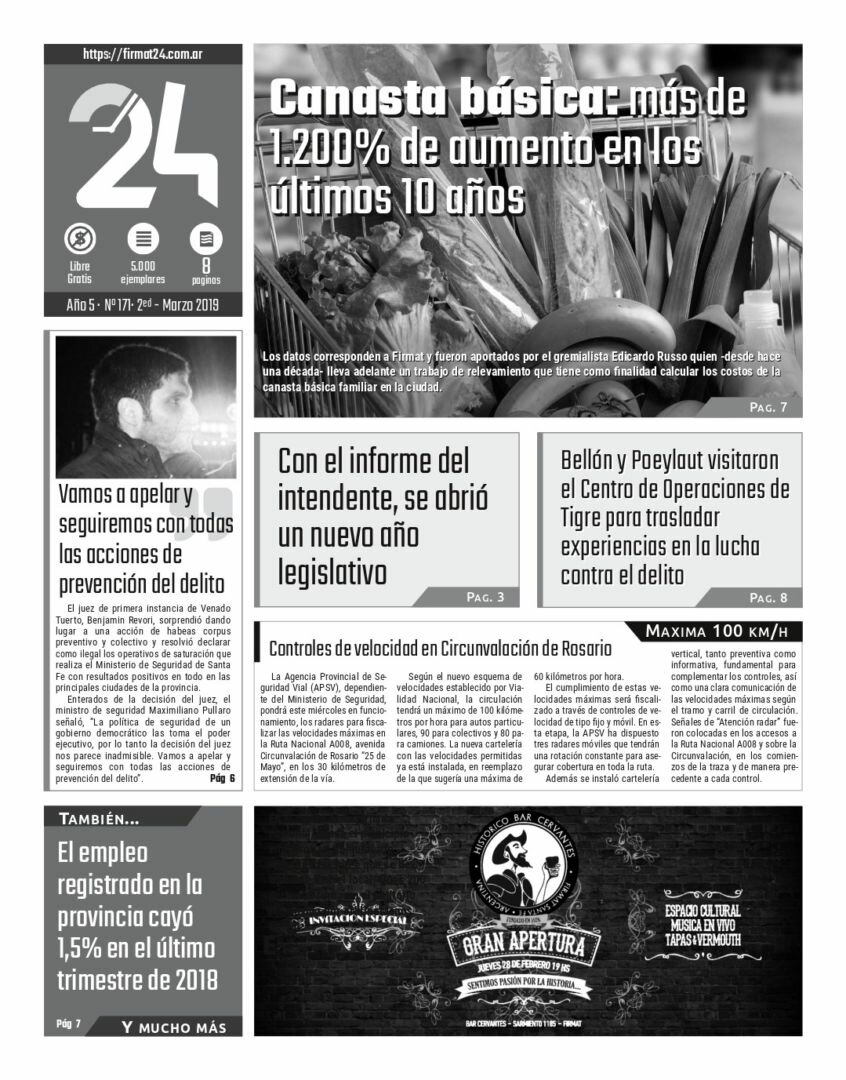 Tapa. Firmat24 periódico. Edición Nro 171.