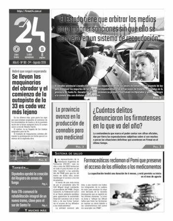 Tapa. Firmat24 periódico. Edición Nro 179